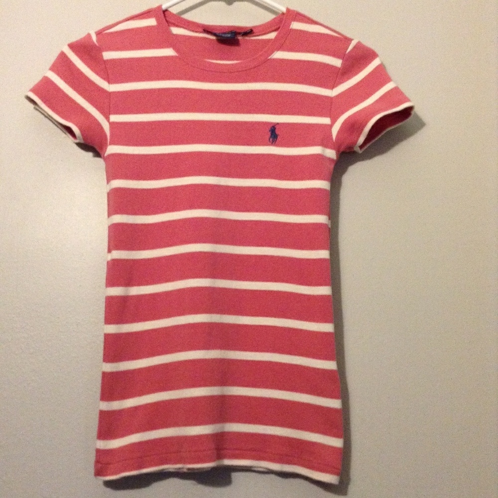 Ralph Lauren Sports Pink & White Top